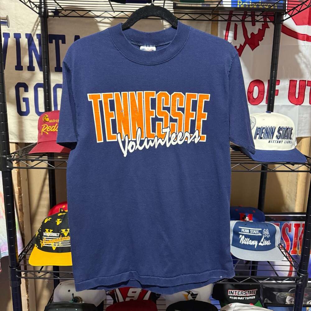 Vintage Bike Tennessee Volunteers Graphic T-Shirt Navy Blue Size Large